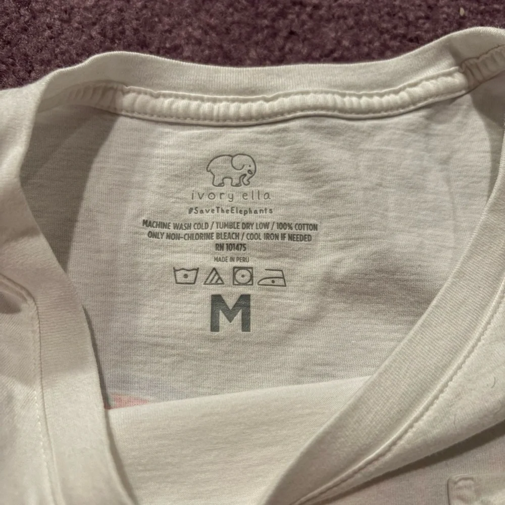 White T-Shirt with Purple Elephant Design - Picture 4 of 5